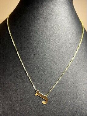 B7079  Vermeil gold plated 925 Dainty Initial J Letter Pendant Necklace 16-18"